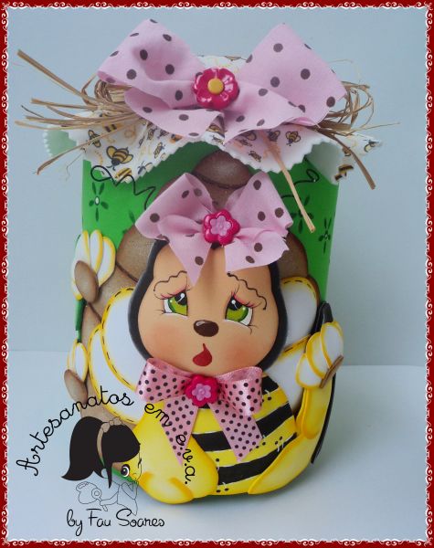 Vidro decorado abelhinha
